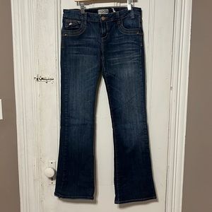 Roxy denim flared leg was really cute details on the pockets and stitching.